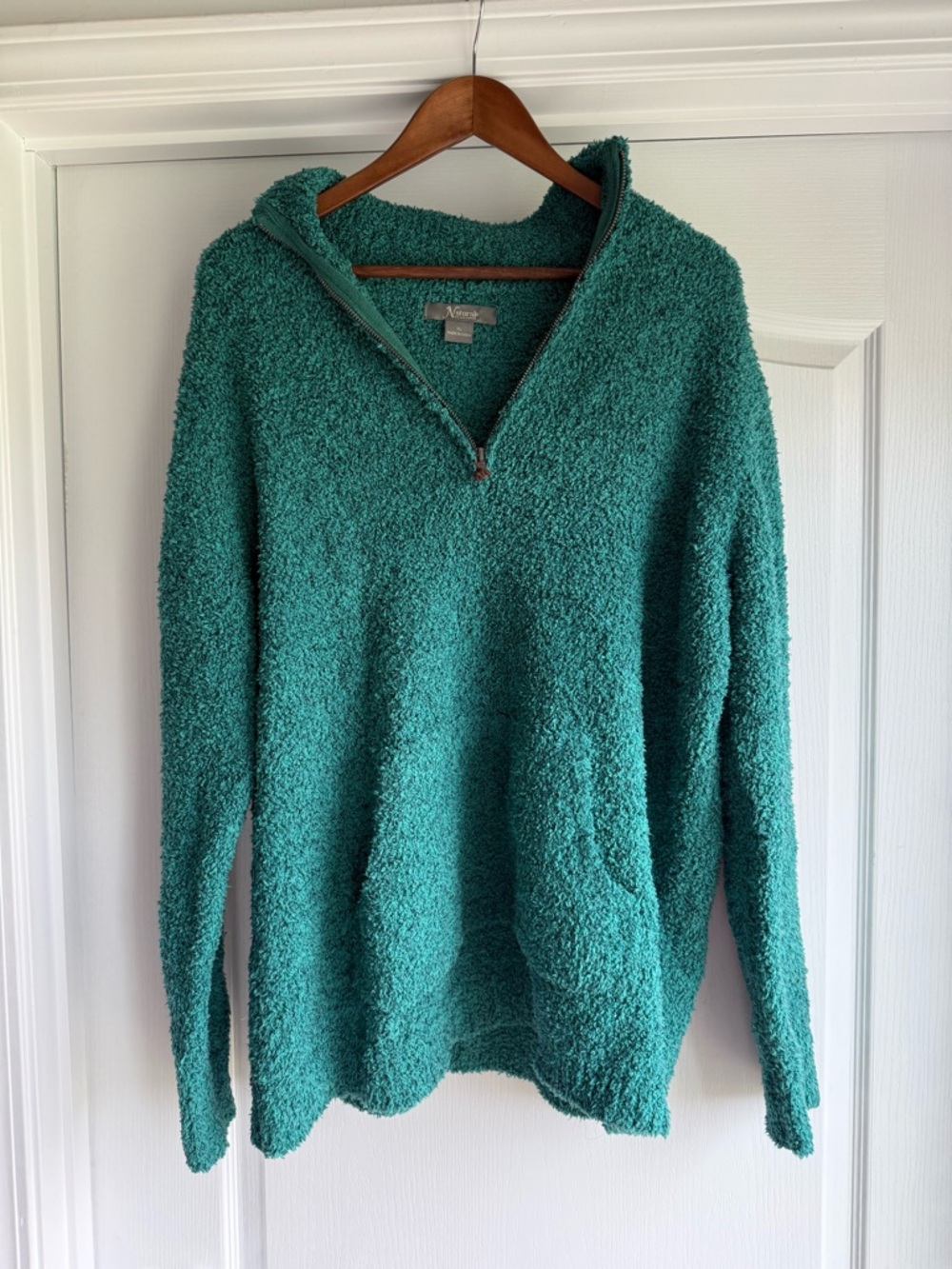 Natural Reflections teal green Half-Zip Sherpa Pullover